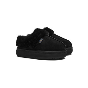 CLOUDY FLATFORM FUR MULES - BLACK